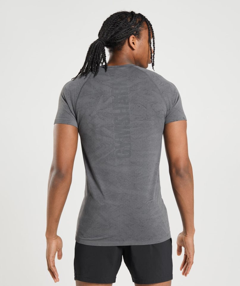 Men's Gymshark Geo Seamless T-Shirts Grey | CA D176A8